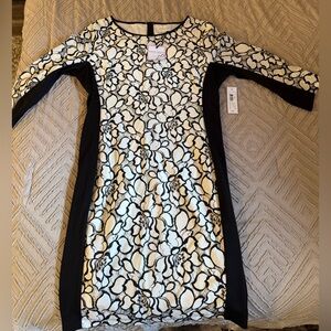 Bisou Bisou Dress - Black and White Floral- size 16